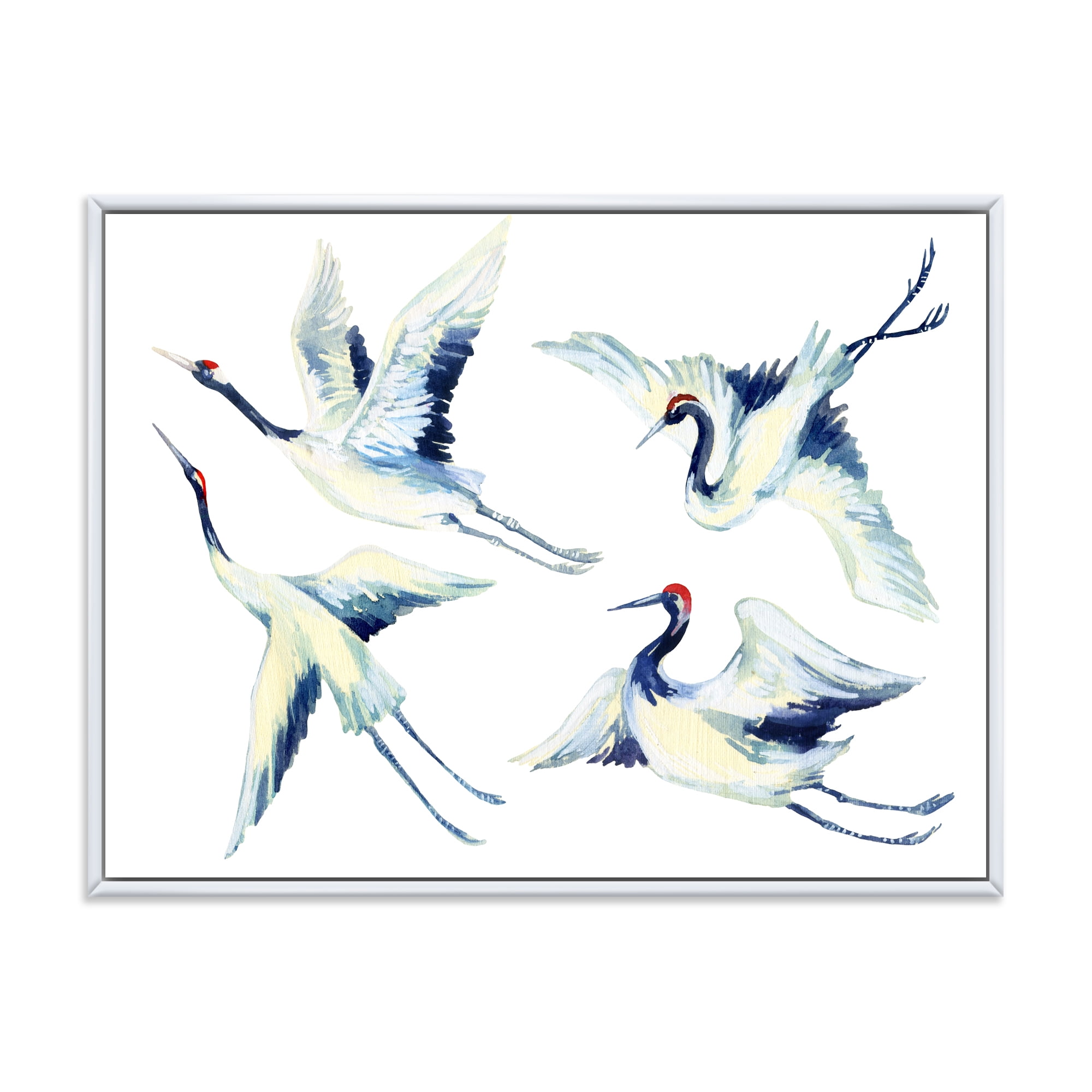 Asian Crane Bird Impression II 20 in x 12 in Framed Painting Canvas Art Print, by Designart