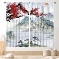 thumbnail image 1 of Asian Curtains for Bedroom, Traditional Ink Painting Nature Landscape Mountains Cherry Blossoms Floral Oriental Art Japanese Style Kitchen Living Room Bathroom Window Drapes Curtain Sets, 84"x63" Inch, 1 of 4
