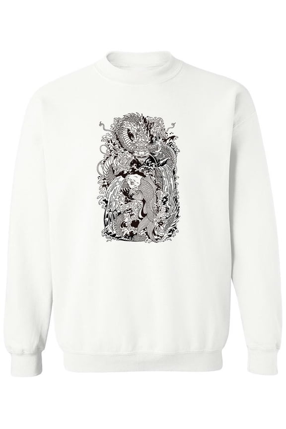 Asian Dragon And Koi Fish. Sweatshirt Men -Image by Shutterstock, Male x-Large