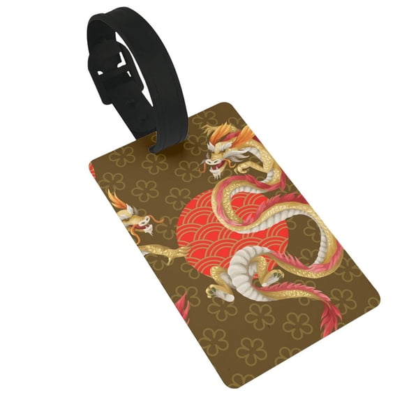 Asian Dragon Oriental Dragons Luggage Tags Suitcases ID Baggage Identifier Card Name Tag for Travel Backpacks Gym Bags