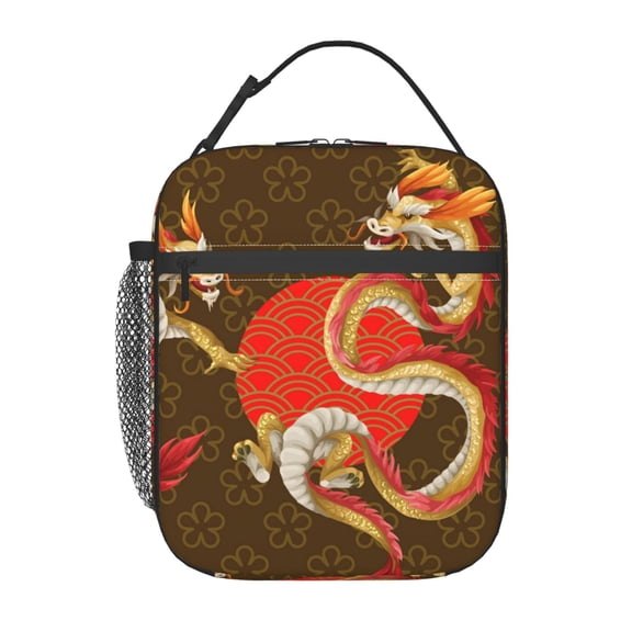 Asian Dragon Oriental Dragons Lunch Box Bag Insulated Lunchbox Reusable Tote Thermal Cooler Portable for Women Men