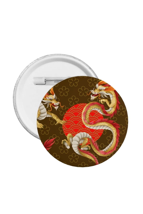 Asian Dragon Oriental Dragons Round Button Pin Badge 5PCS Pinback Buttons Lapel Pin for Jacket, Backpack, Hat, Party Favor, Gift