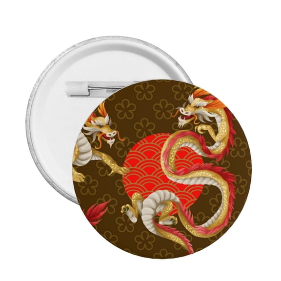 Asian Dragon Oriental Dragons Round Button Pin Badge 5PCS Pinback Buttons Lapel Pin for Jacket, Backpack, Hat, Party Favor, Gift