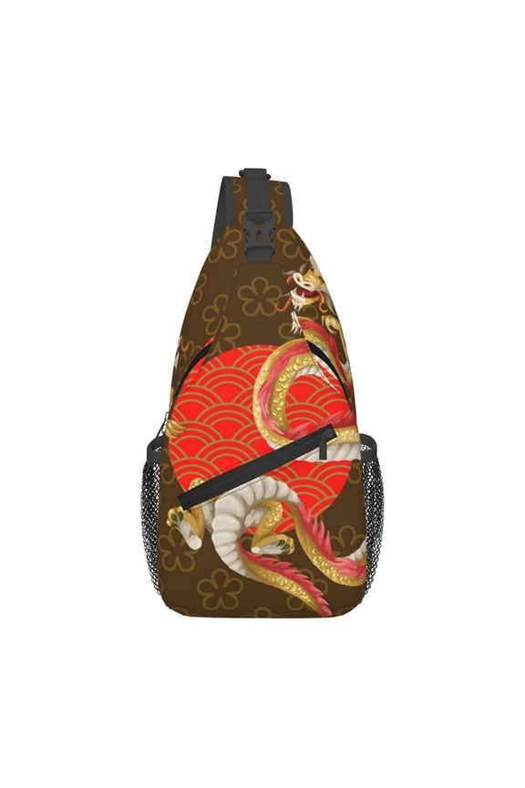 Asian Dragon Oriental Dragons Sling Backpack Shoulder Chest Crossbody Bag Causal Travel Hiking Daypack