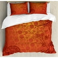 thumbnail image 1 of Asian Duvet Cover Set, Eastern Ethnic Scenery with Branches Traditional Chinese Symbols Print, Decorative Bedding Set with Pillow Shams, Pale Orange Ruby Burgundy, by Ambesonne, 1 of 3