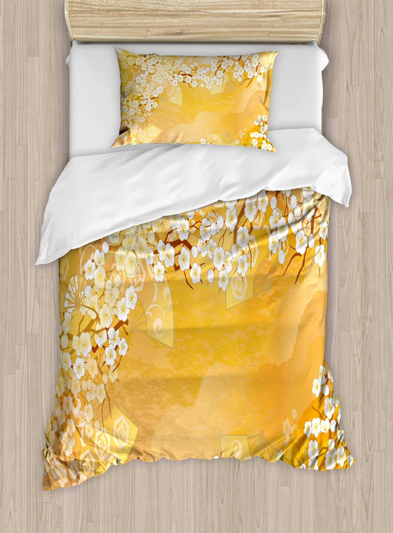 Asian Duvet Cover Set, Japanese Cherry Blossom Sakura Tree Branches