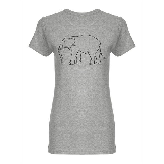 Asian Elephant Sketch   Shaped T-Shirt Women -Image by Shutterstock, Female Large