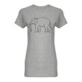 thumbnail image 1 of Asian Elephant Sketch   Shaped T-Shirt Women -Image by Shutterstock, Female x-Large, 1 of 2
