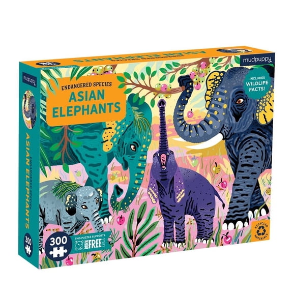 Asian Elephants Endangered Species 300 Piece Puzzle (Other)