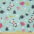 thumbnail image 1 of Asian Fabric by The Yard, Panda Bears Koi Fishes Chopsticks Tea and Ricebowl Japanese Far Eastern Illustration, Stretch Knit Fabric for Clothing Sewing and Arts Crafts, 3 Yards, Pale Blue, Ambesonne, 1 of 1