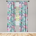 thumbnail image 1 of Asian Floral Window Curtains, Grunge Design Japanese Sakura Flowers Springtime Leaves Greenery, Lightweight Decor 2-Panel Set with Rod Pocket, Pair of - 28"x95", Seafoam Pale Pink Teal, by Ambesonne, 1 of 3