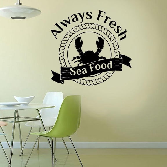 Asian Food Always Fresh Sea Food Cafe Restaurant Vinyl Wall Sticker Restaurant Dining Room Banner Decor Decal Mural Kitchen 61x57cm