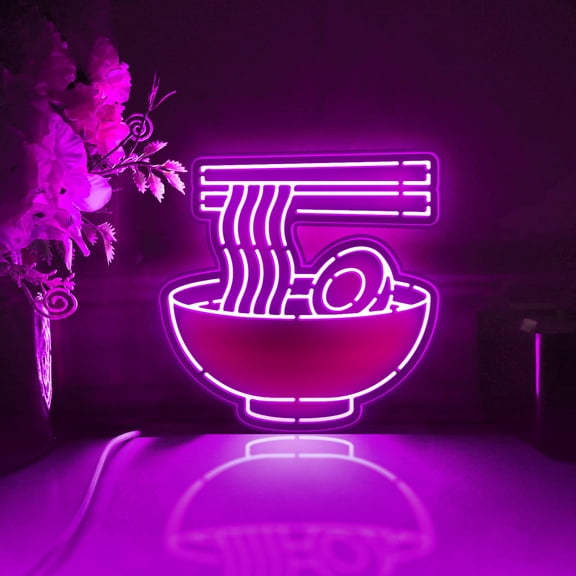 Asian Food Noodle Led Light Box, Dimmable Neon-Like Light Signs USB Power for Wall Decor Bedroom Decoration, RGB Light (WxH) 6"x6"