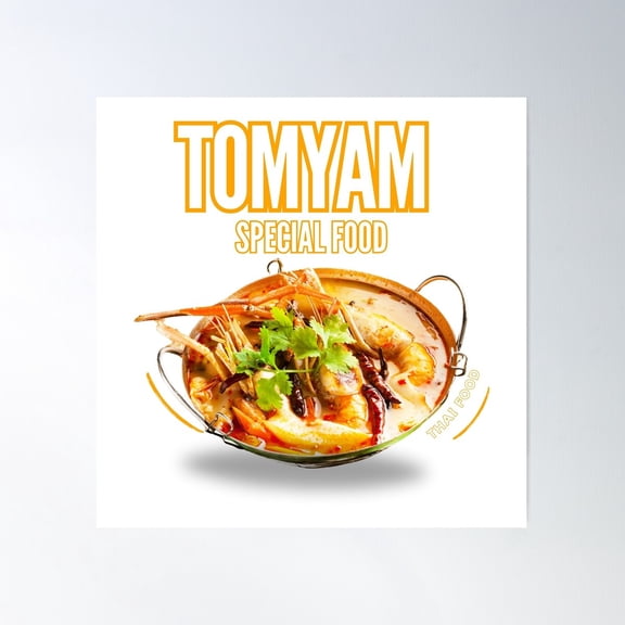 Asian Food - Thai Tomyam Food Poster Wall Art, Modern Wall Decor For Living Room Bedroom, 24x24 UNFRAMED