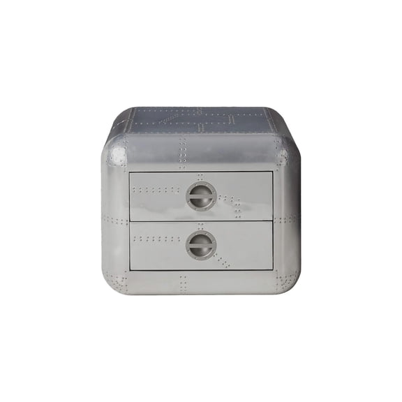 Asian Fusion End Table - Living Room Accent Table with Aluminum Patchwork Design - 26x26x22 Inch