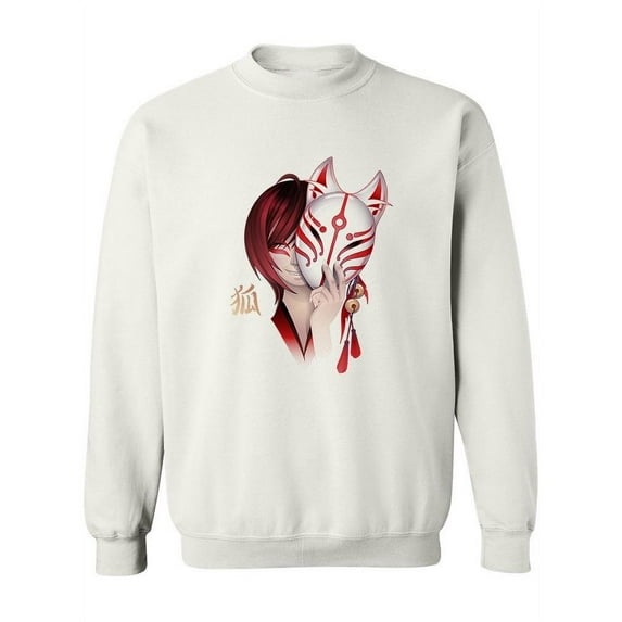 Asian Girl Demon Fox Mask Sweatshirt Women -Image by Shutterstock, Female XX-Large