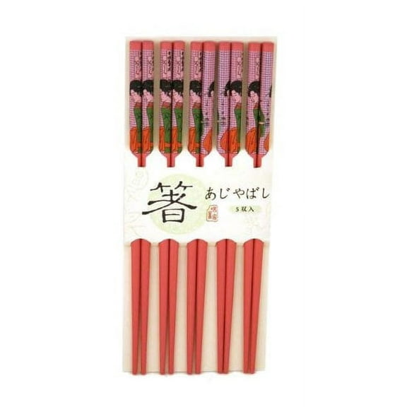 Asian Home 10 (5 Pairs) Chopsticks with Japanese Geisha Painting