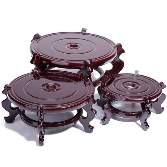 Asian Home Beautiful Hand Craft Rosewood Oriental Fishbowl Vase Stand Round 12"