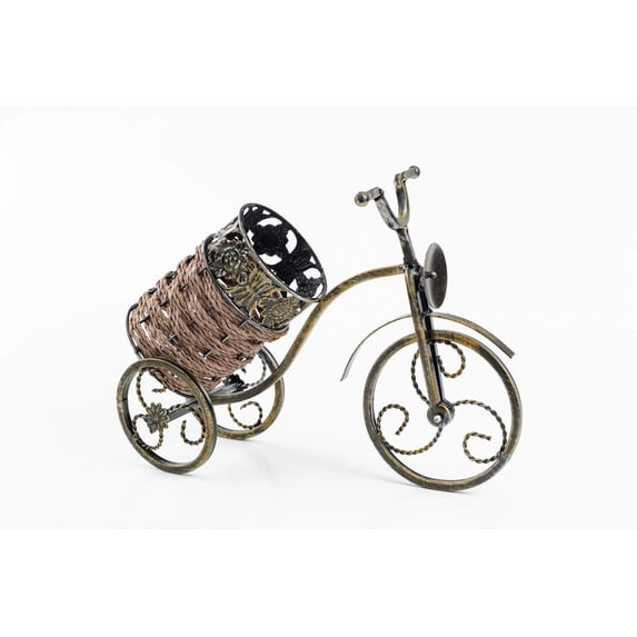 Asian Home Bicycle Wine Bottle Holder Desktop Bike Wine Rack Freestanding Countertop Bottle Holder for Wine Storage, Metal, Gold Colored