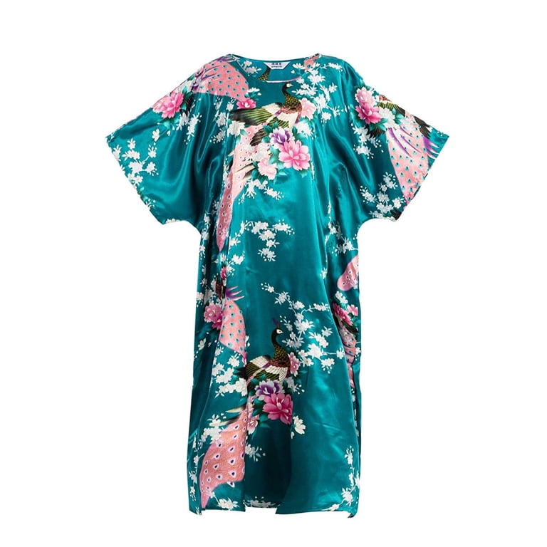 slim fit dress slacks Traditional Green Kimono for Women 'Tanigawa' main image 1
