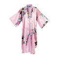 thumbnail image 1 of Asian Home Flower Peacock Satin Silk Kimono Robe, Dressing Gown, Bridal, Gift (Pink), 1 of 6