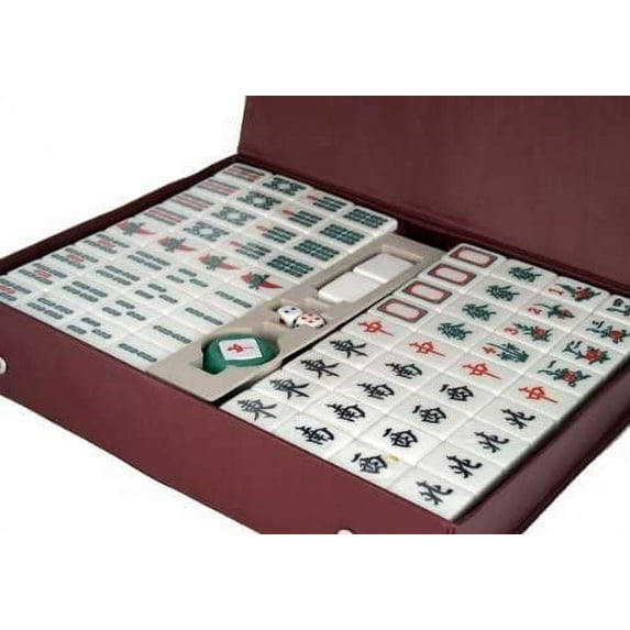 Asian Home Portable Tile Game, Fiberglass White Green,1.25" x 1.5" x 0.75"