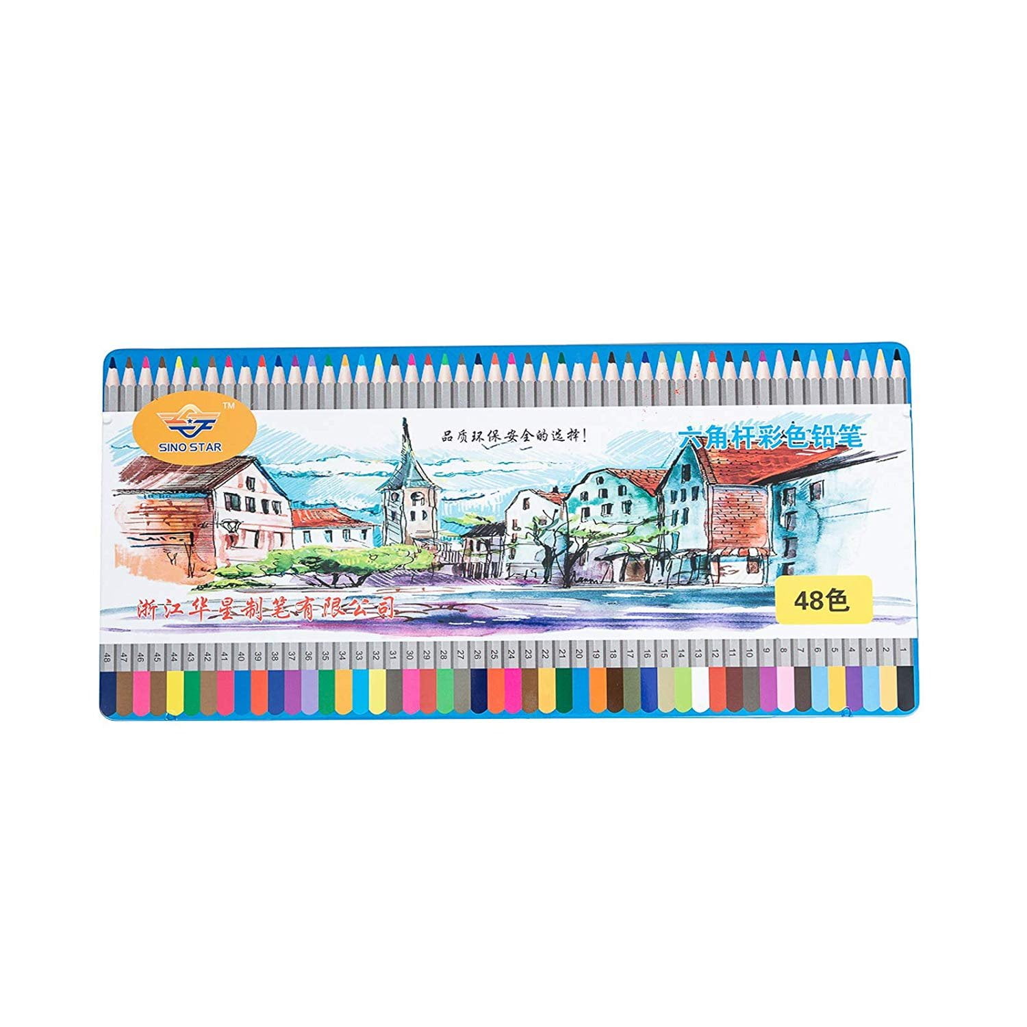 Asian Home SINO Star Colored Pencils for Artists of All Levels, Drawing, Sketching, Coloring, Firm Grip, Vibrant Colors, 48 Count