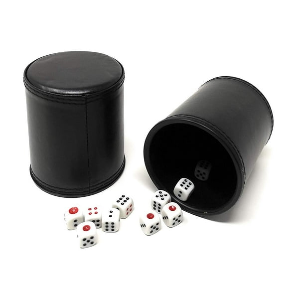 Asian Home Thy Collectibles Dice Cup with 5 Dices, PU Leather Professional Dice Shaker Cup Set for Yahtzee / Craps / Backgammon or Other Dice Games, 2 Pack