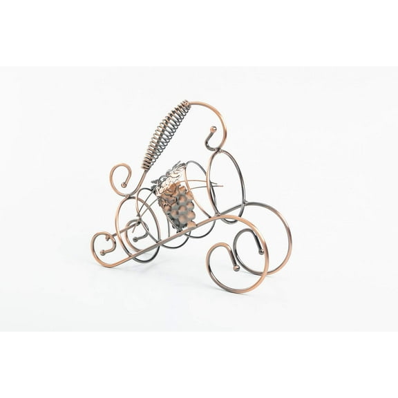 Asian Home Wine Bottle Holder Freestanding Countertop for Wine Storage, Metal, Copper