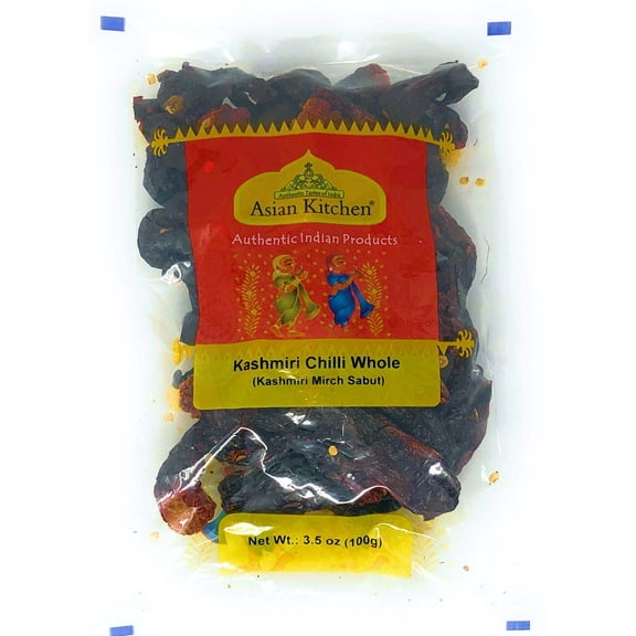 Asian Kitchen (By Rani Brand) Kashmiri Chilli Whole Stemless, Indian Chilli 3.5oz (100g) ~ All Natural | Vegan | Gluten Friendly | NON-GMO | Indian Origin