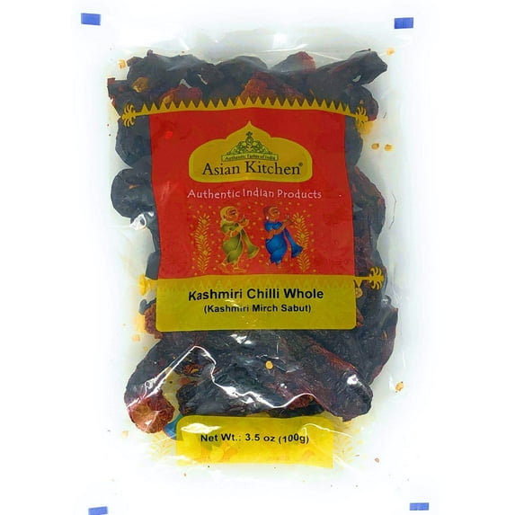 Asian Kitchen (By Rani Brand) Kashmiri Chilli Whole Stemless, Indian Chilli 3.5oz (100g) ~ All Natural | Vegan | Gluten Friendly | NON-GMO | Indian Origin