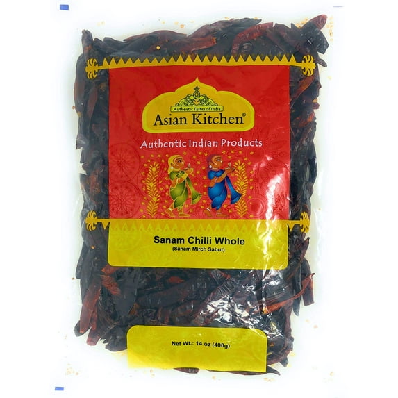 Asian Kitchen (By Rani Brand) Sanam Chilli Whole Stemless, Indian Chilli 14oz (400g) ~ All Natural | Vegan | Gluten Friendly | NON-GMO | Indian Origin