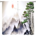 thumbnail image 1 of Asian Kitchen Curtains Traditional Chinese Ink Landscape Painting Green Branches and Animal Birds for Living Room Bedroom Blackout Privacy Noise Reduction Curtains 42x63 Inches 2 Panels, 1 of 6