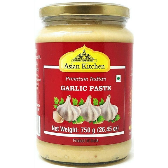 Asian Kitchen Garlic Cooking Paste 26.5oz (750g) ~ Vegan | Glass Jar | Gluten Free | NON-GMO | No Colors | Indian Origin