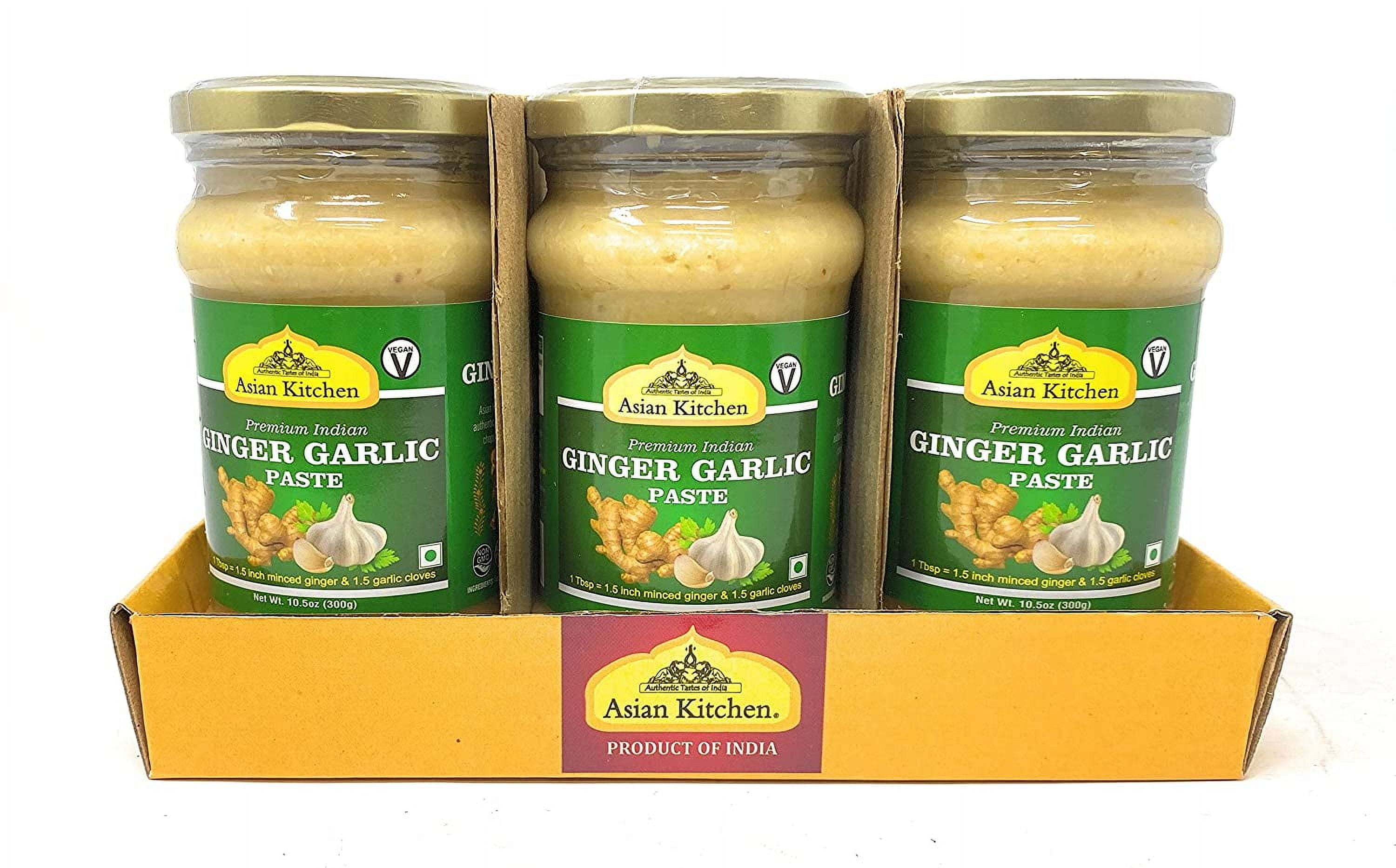 Asian Kitchen Ginger-Garlic Cooking Paste 10.58oz (300g) ~ Pack of 6 ~ Vegan | Glass Jar | Gluten Free | NON-GMO | No Colors | Indian Origin