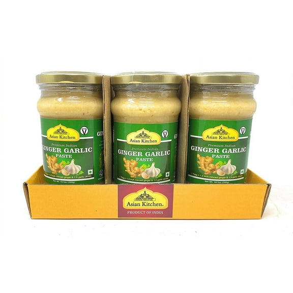 Asian Kitchen Ginger-Garlic Cooking Paste 10.58oz (300g) ~ Pack of 6 ~ Vegan | Glass Jar | Gluten Free | NON-GMO | No Colors | Indian Origin