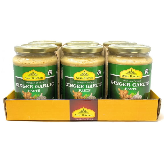 Asian Kitchen Ginger Garlic Cooking Paste 26.5oz (750g) Glass Jar, Pack of 5+1 FREE ~ Vegan | Gluten Free | NON-GMO | No Colors | Indian Origin