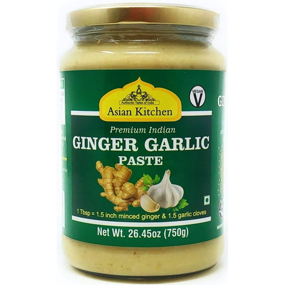 Asian Kitchen Ginger-Garlic Cooking Paste 26.5oz (750g) ~ Vegan | Glass Jar | Gluten Free | NON-GMO | No Colors | Indian Origin