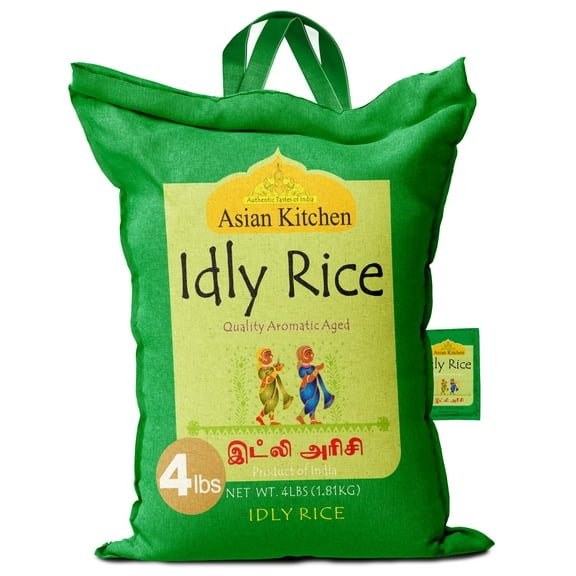 Asian Kitchen Idly (Idli) Rice 4-Pound Bag, 4lbs (1.81kg) Short Grain Rice ~ All Natural | Vegan | Indian Origin | Export Quality