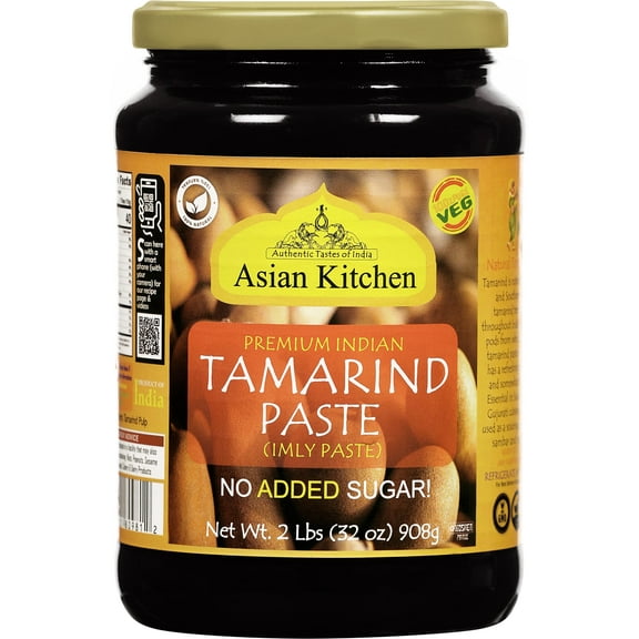 Asian Kitchen Tamarind Paste Puree (Imli) 32oz (908g) 2lbs Glass Jar, Gluten Free, No added sugar ~ All Natural | Vegan | NON-GMO | Kosher | No Colors | Indian Origin