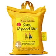Asian Kitchen White Sona Masoori Aged Rice 4-Pound Bag, 4lbs (1.81kg) Short Grain Rice ~ All Natural | Gluten Friendly | Vegan | Indian Origin | Export Quality