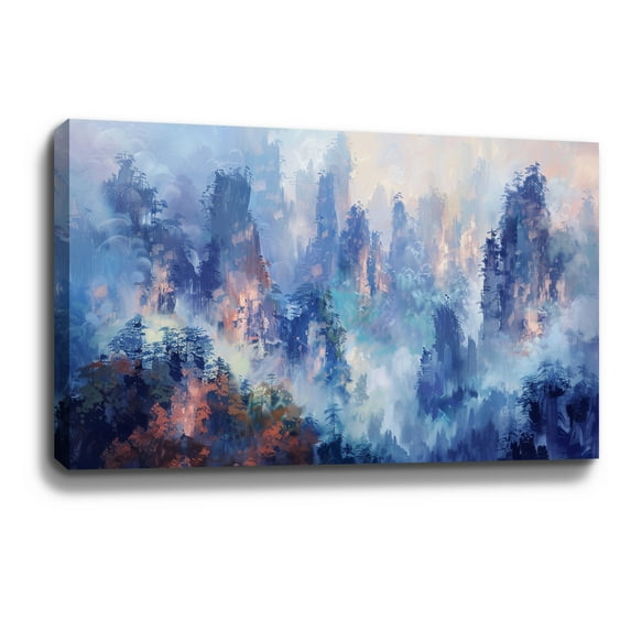 Asian Landscape Painting Abstract Wall Art Mountain Wall Decor Framed Canvas Wall Art For Home Decoration