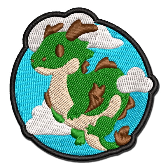 Asian Long Dragon Cloudy Sky Applique Multi-Color Embroidered Hook & Loop Patch - 3.5 Inch Large