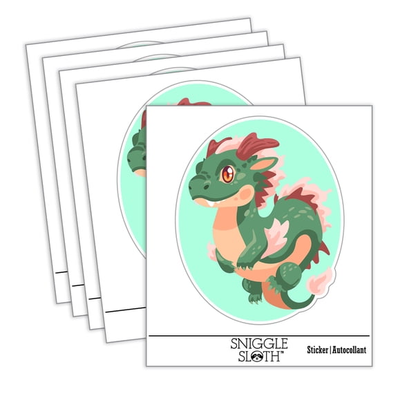 Asian Long Dragon Cloudy Sky Car Window Bumper Water Bottle Phone Tablet Laptop Waterproof Vinyl Decal Sticker Set 5-Pack - Gloss Finish - 2.0"