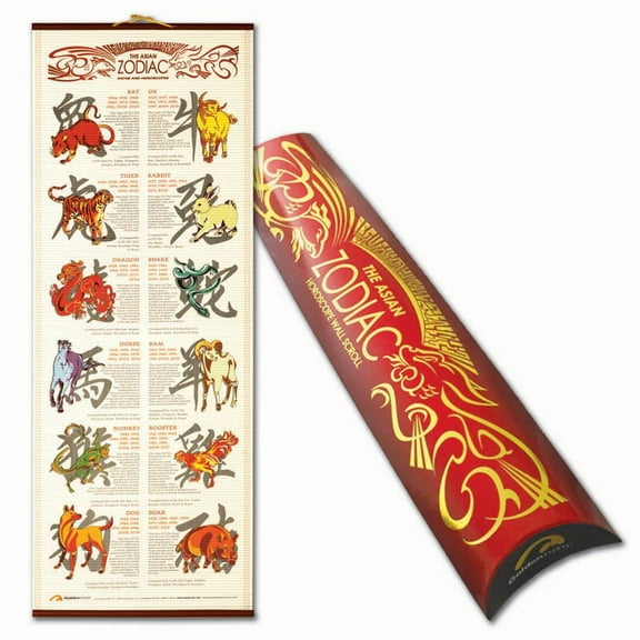 Asian Oriental Chinese Zodiac Animal Sign Horoscope, Bamboo-Like poster hanging wall SCROLL