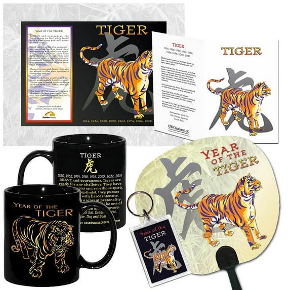 Asian Oriental Chinese Zodiac Horoscope Year of the TIGER 6 Piece Gift Set