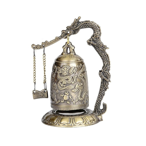 Asian Oriental Brass Gong with Dragon Stand Mini Gong Meditation Bell for Japanese Decor Tibetan Bells Oriental Decor and Dragon Decor Desktop Zen Art Accent
