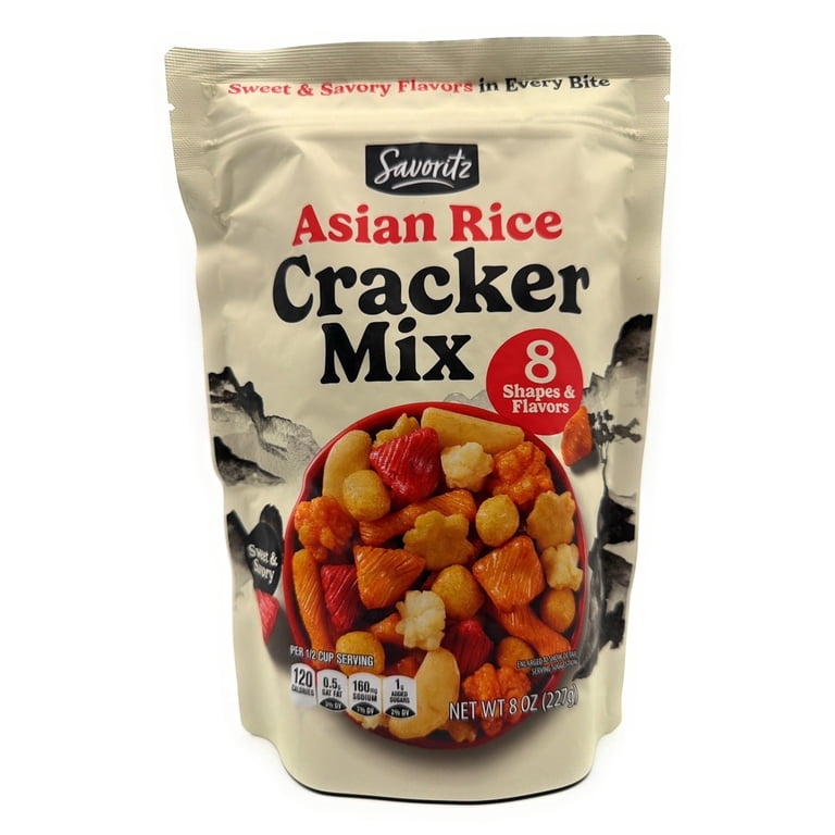 Savoritz Asian Rice Crackers Mix Sweet and Savory Flavors Pack of