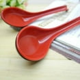 thumbnail image 1 of Asian Soup Spoons,Rice Spoons,Japanese Chinese Korean Style Large Spoon with Long Handle and Hook Style,Chinese Japanese Miso Ramen Won Ton Soup Spoon For Soba,Pho,Rice,Ramen,Noodle,Red & Black,6.29", 1 of 8