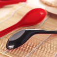 thumbnail image 1 of Asian Soup Spoons, Rice Spoons, Plastic Chinese Japanese Miso Ramen Won Ton Soup Spoon For soba,pho,ramen,Noodle,Dumpling, Korean Style Large Spoon with Long Handle and Hook Style,Red & Black,6.29", 1 of 9